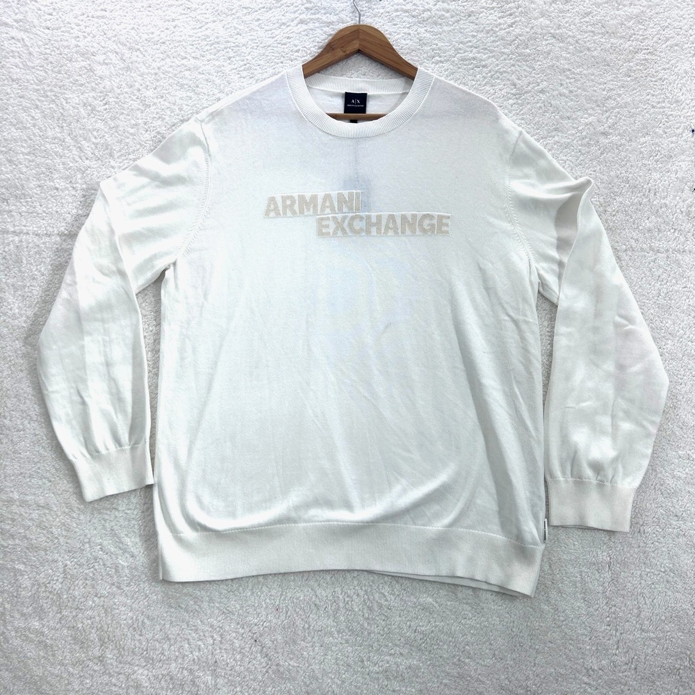 New Armani Exchange Sweater Men's‎ XL Off White Long Sleeve Style  XM001260 - Picture 5 of 14